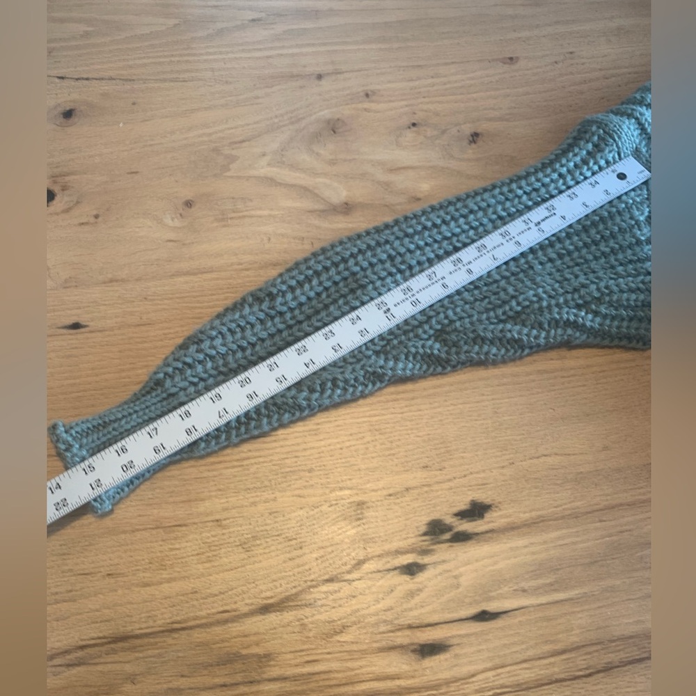 H&M Cropped Turtleneck Long Sleeve Cable Knit Green Sweater Women’s Small Prelov - Picture 6 of 7